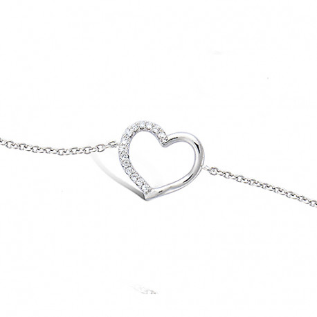 Bracelet en argent motif coeur avec oxydes