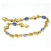 Bracelet plaqué or pierres bleues et dauphins