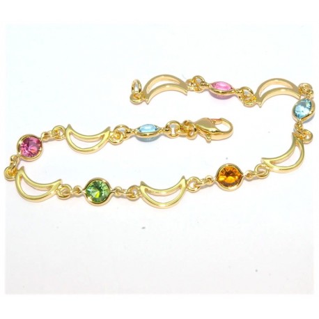 Bracelet plaqué or pierres multicolores