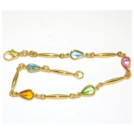 Bracelet plaqué or pierres multicolores