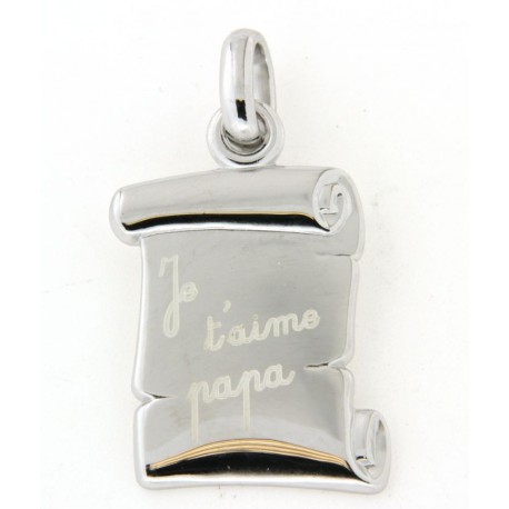 Pendentif argent avec gravure "je t'aime papa"