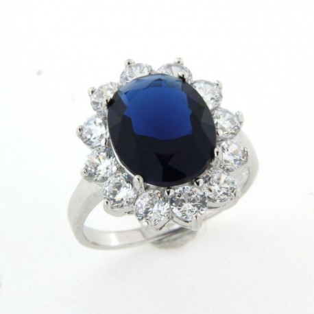 Bague argent oxydes et pierre bleue